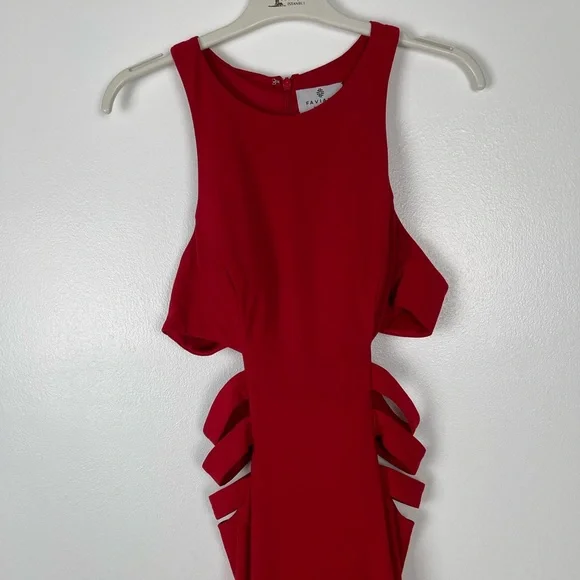 Faviana Red Waist Cut Out Prom Dress Size 6 - Picture 5 of 9